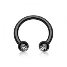 Blackline PVD Gem Ball Horseshoe Circular Barbell