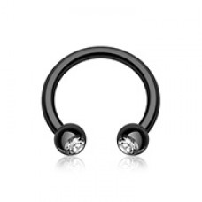 Blackline PVD Gem Ball Horseshoe Circular Barbell