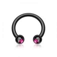 Blackline PVD Gem Ball Horseshoe Circular Barbell