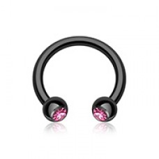 Blackline PVD Gem Ball Horseshoe Circular Barbell