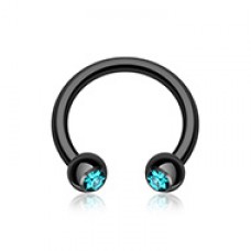 Blackline PVD Gem Ball Horseshoe Circular Barbell