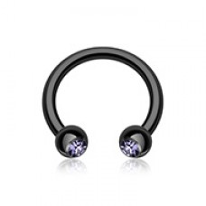 Blackline PVD Gem Ball Horseshoe Circular Barbell