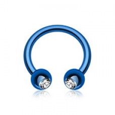 Blackline PVD Gem Ball Horseshoe Circular Barbell