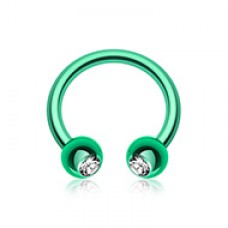 Blackline PVD Gem Ball Horseshoe Circular Barbell