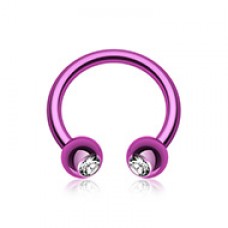 Blackline PVD Gem Ball Horseshoe Circular Barbell