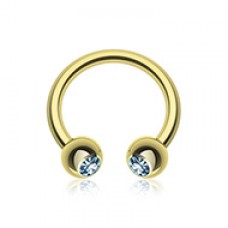 Gold Plated Gem Ball Horseshoe Circular Barbell