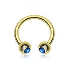 Gold Plated Gem Ball Horseshoe Circular Barbell