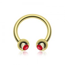 Gold Plated Gem Ball Horseshoe Circular Barbell