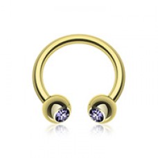 Gold Plated Gem Ball Horseshoe Circular Barbell