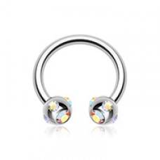 Aurora Gem Ball Steel Horseshoe Circular Barbell