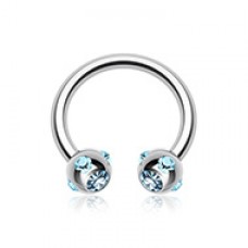Aurora Gem Ball Steel Horseshoe Circular Barbell