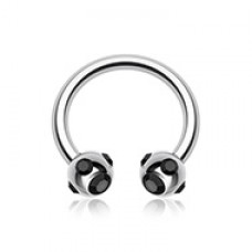 Aurora Gem Ball Steel Horseshoe Circular Barbell