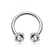 Aurora Gem Ball Steel Horseshoe Circular Barbell