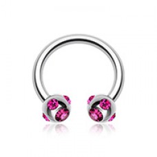 Aurora Gem Ball Steel Horseshoe Circular Barbell