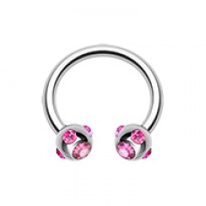 Aurora Gem Ball Steel Horseshoe Circular Barbell