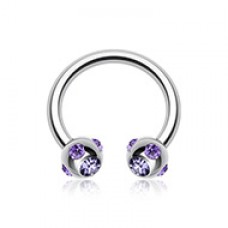 Aurora Gem Ball Steel Horseshoe Circular Barbell