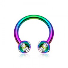 Blackline PVD Aurora Gem Ball Horseshoe Circular Barbell