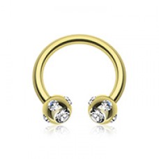 Gold Plated Aurora Gem Ball Horseshoe Circular Barbell