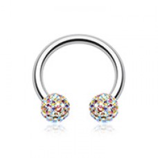 Multi-Sprinkle Dot Multi Gem Horseshoe Circular Barbell