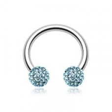 Multi-Sprinkle Dot Multi Gem Horseshoe Circular Barbell