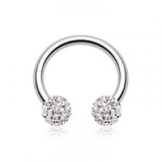Multi-Sprinkle Dot Multi Gem Horseshoe Circular Barbell