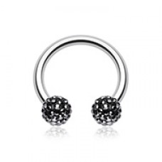 Multi-Sprinkle Dot Multi Gem Horseshoe Circular Barbell