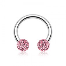 Multi-Sprinkle Dot Multi Gem Horseshoe Circular Barbell
