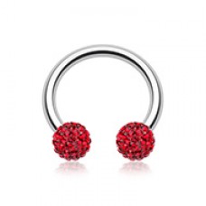 Multi-Sprinkle Dot Multi Gem Horseshoe Circular Barbell
