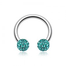 Multi-Sprinkle Dot Multi Gem Horseshoe Circular Barbell