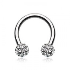 Full Dome Pave Ball Horseshoe Circular Barbell