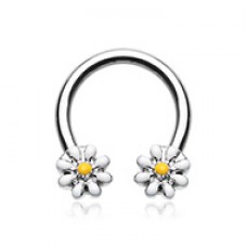 Daisy Flower Horseshoe Circular Barbell