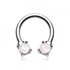 Prong Set Opal Glitter Horseshoe Circular Barbell