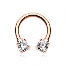 Rose Gold Prong Set Gemmed Horseshoe Circular Barbell