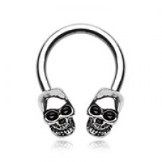 Skull Head Horseshoe Circular Barbell