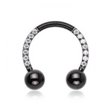 Blackline Front Facing Multi Gem Steel Horseshoe Circular Barbell