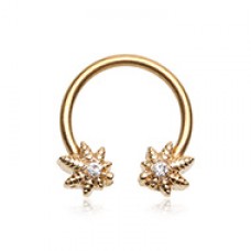 Golden Marijuana Cannabis Pot Leaf Horseshoe Circular Barbell