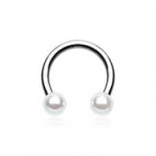 Luster Pearl Ball Steel Horseshoe Circular Barbell