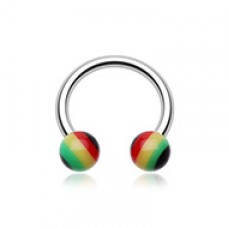 Rasta Jamaican Stripe Acrylic Horseshoe Circular Barbell