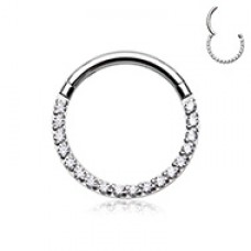 Front Facing Multi Gem Steel Seamless Hinged Clicker Ring