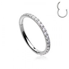 Side Facing Multi Gem Steel Seamless Hinged Clicker Ring