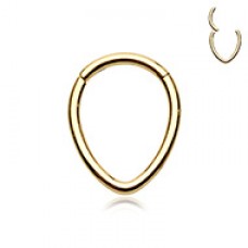 Golden Teardrop Steel Seamless Hinged Clicker Ring