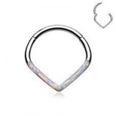 Victorian Opal Inlay Steel Seamless Hinged Clicker Ring