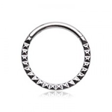 Pyramid Front Stamped Steel Seamless Hinged Clicker Ring