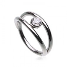 Double Hoop Gemmed Steel Seamless Hinged Clicker Ring