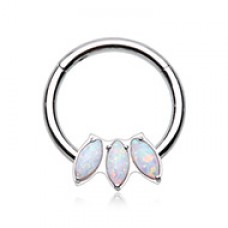 Triple Opal Marquis Steel Seamless Hinged Clicker Ring