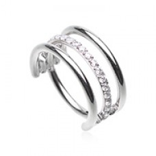 Triple Gemmed Row Steel Seamless Hinged Clicker Ring