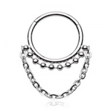 Chained Tribal Ball Steel Seamless Hinged Clicker Ring