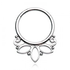 Lotus Outline Steel Seamless Hinged Clicker Ring