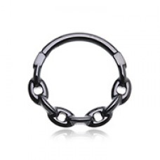Black Chain Link Steel Seamless Hinged Clicker Ring