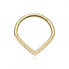 Golden Hammered Oval Point Steel Seamless Hinged Clicker Ring